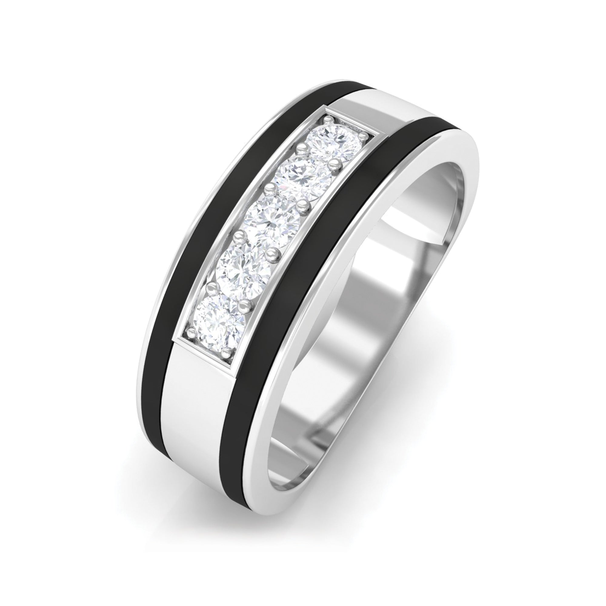 Natural Diamond Five Stone Wedding Band Diamond - ( HI-SI ) - Color and Clarity - Rosec Jewels