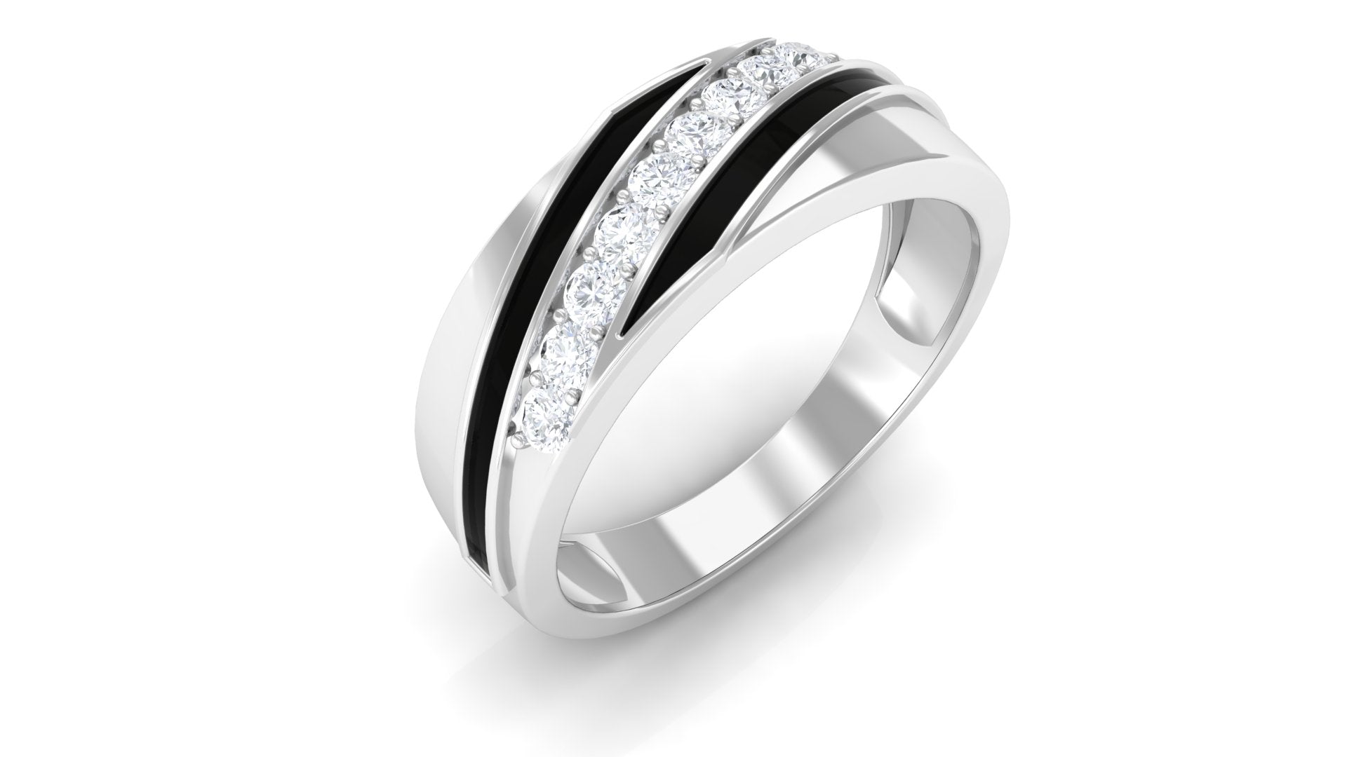 1/2 CT Real Diamond Gold Wedding Band in Pave Setting Diamond - ( HI-SI ) - Color and Clarity - Rosec Jewels