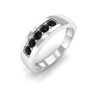 Five Stone Black Diamond Wide Band Ring Black Diamond - ( AAA ) - Quality - Rosec Jewels