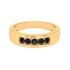 Five Stone Black Diamond Wide Band Ring Black Diamond - ( AAA ) - Quality - Rosec Jewels