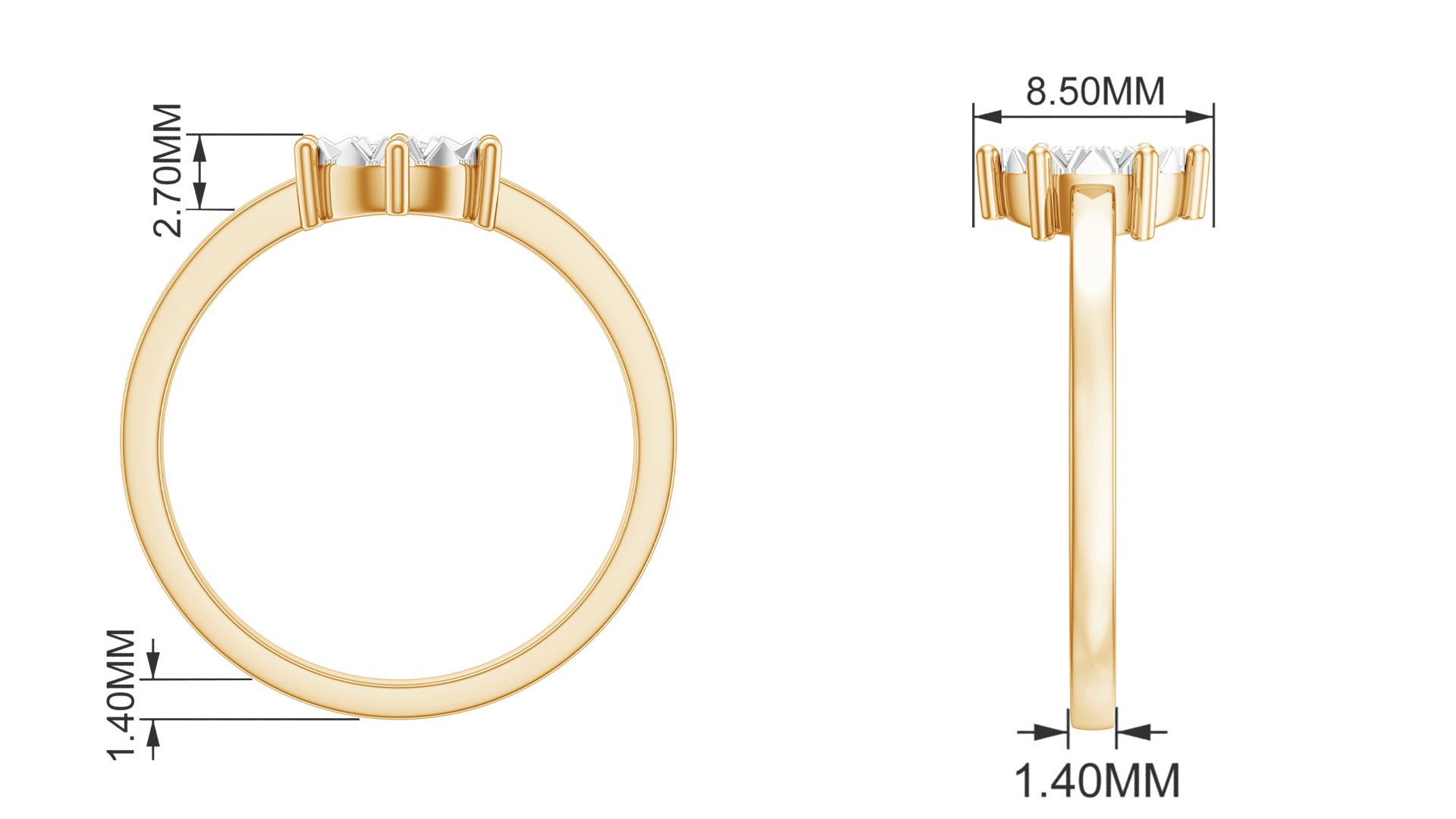 Round Cut Genuine Diamond Solitaire Ring in Illusion Setting Diamond - ( HI-SI ) - Color and Clarity - Rosec Jewels