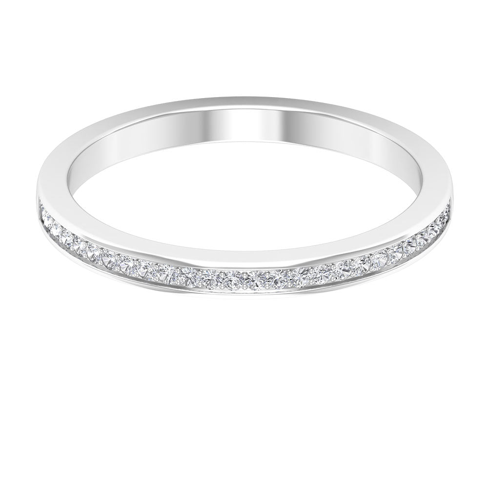 Pinpoint Set Natural Diamond Minimal Half Eternity Band Ring Diamond - ( HI-SI ) - Color and Clarity - Rosec Jewels