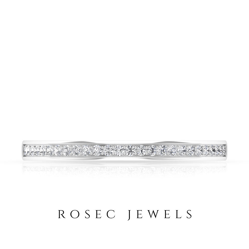 Pinpoint Set Natural Diamond Minimal Half Eternity Band Ring Diamond - ( HI-SI ) - Color and Clarity - Rosec Jewels