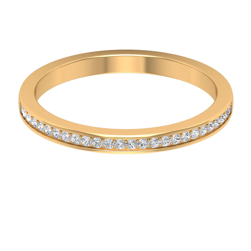 Pinpoint Set Natural Diamond Minimal Half Eternity Band Ring Diamond - ( HI-SI ) - Color and Clarity - Rosec Jewels