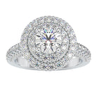 Zircon Double Halo Engagement Ring in Gold Zircon - ( AAAA ) - Quality - Rosec Jewels