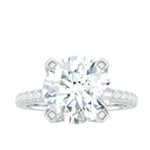 10 MM Round Moissanite Solitaire Engagement Ring with Side Stones Moissanite - ( D-VS1 ) - Color and Clarity - Rosec Jewels