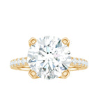 10 MM Round Moissanite Solitaire Engagement Ring with Side Stones Moissanite - ( D-VS1 ) - Color and Clarity - Rosec Jewels