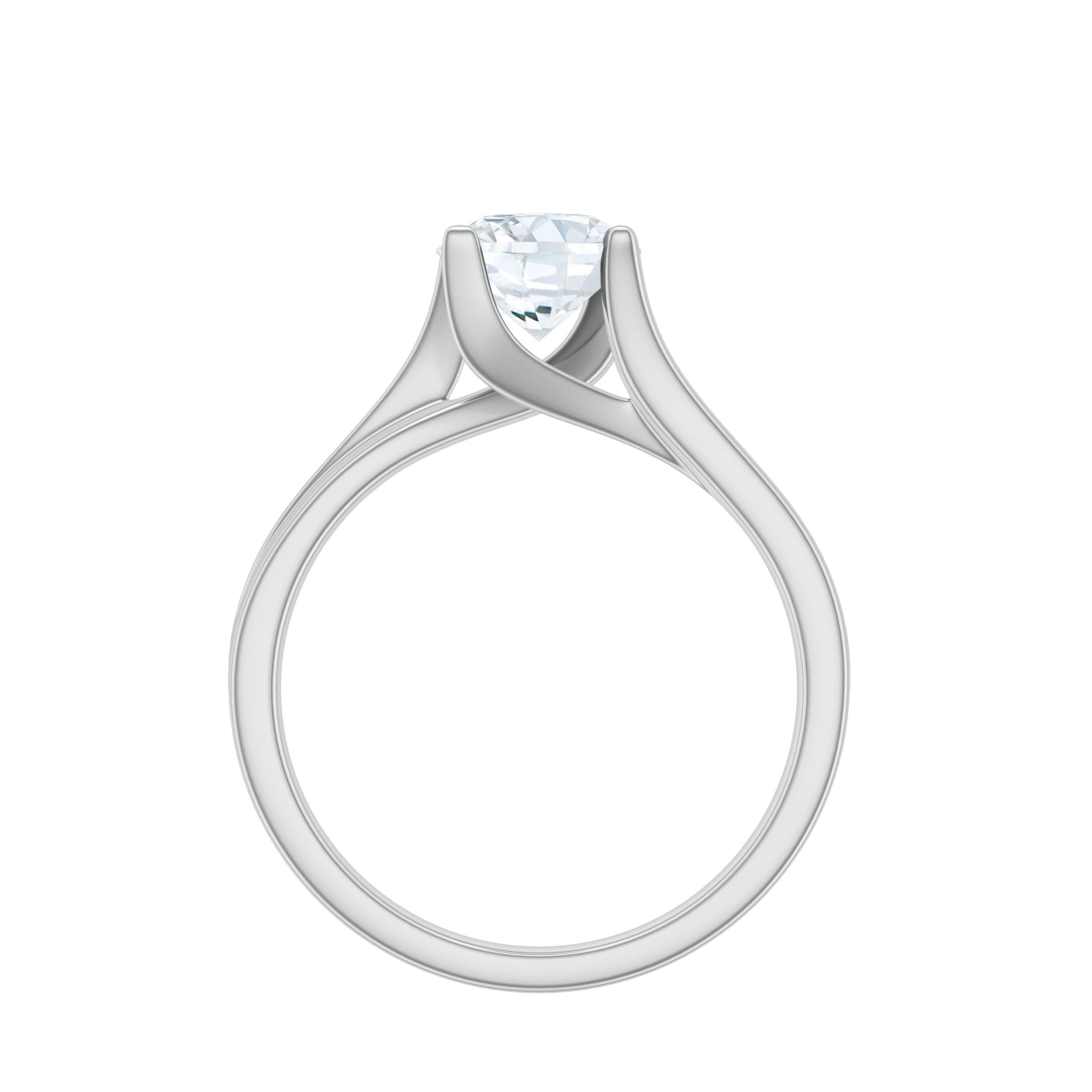 7 MM Round Moissanite Solitaire Ring in Gold Moissanite - ( D-VS1 ) - Color and Clarity - Rosec Jewels