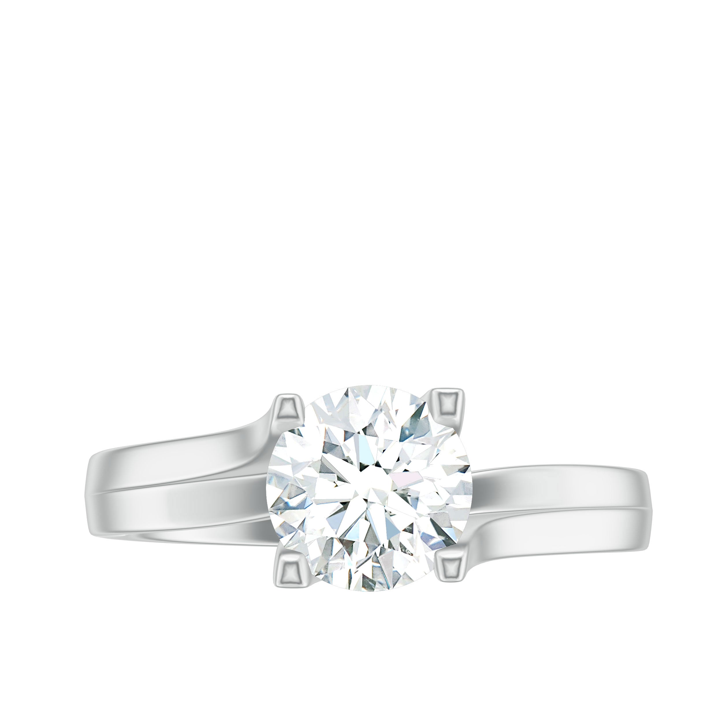 7 MM Round Moissanite Solitaire Ring in Gold Moissanite - ( D-VS1 ) - Color and Clarity - Rosec Jewels