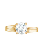 7 MM Round Moissanite Solitaire Ring in Gold Moissanite - ( D-VS1 ) - Color and Clarity - Rosec Jewels