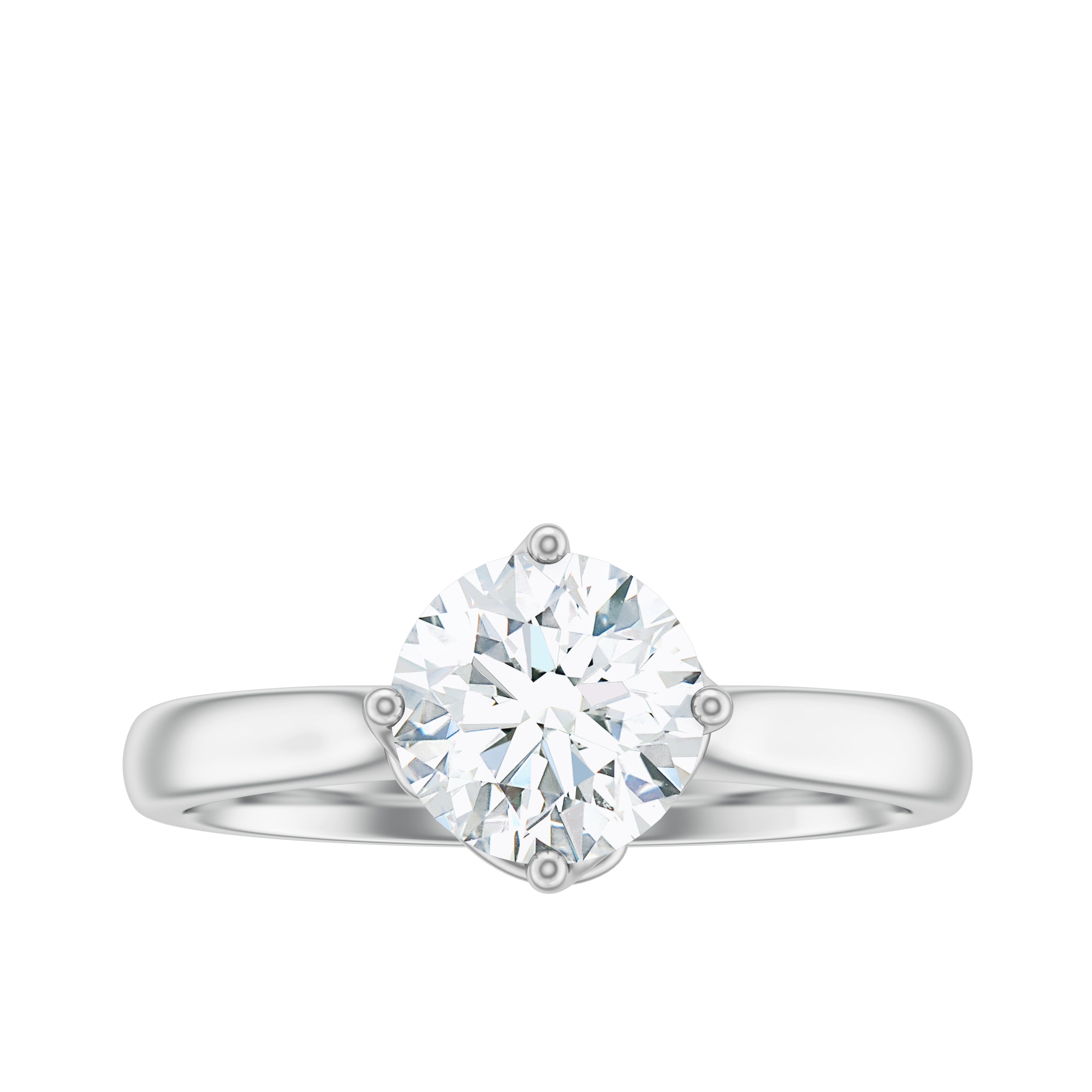 Twisted Prong Set Round Moissanite Solitaire Ring in Gold Moissanite - ( D-VS1 ) - Color and Clarity - Rosec Jewels