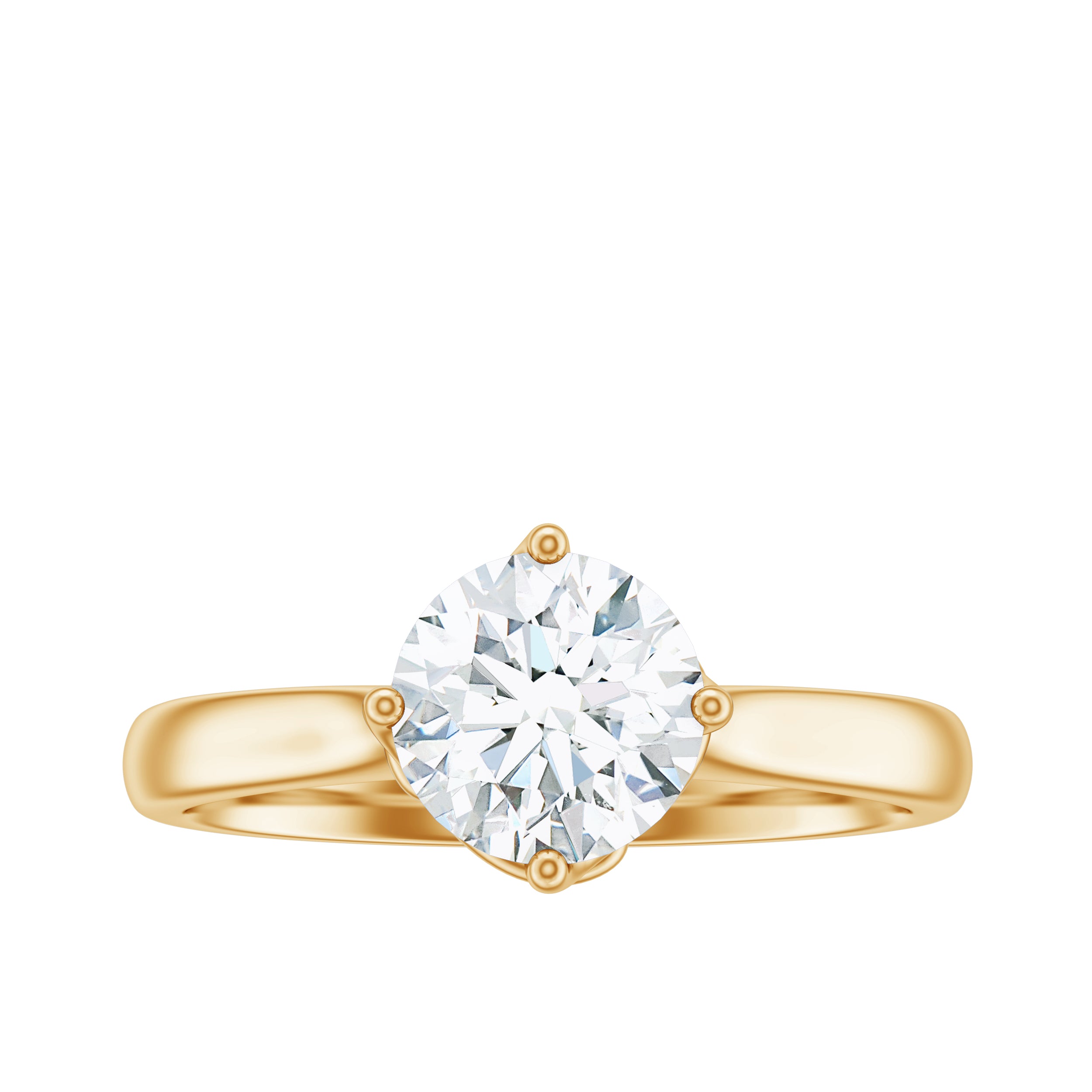 Twisted Prong Set Round Moissanite Solitaire Ring in Gold Moissanite - ( D-VS1 ) - Color and Clarity - Rosec Jewels