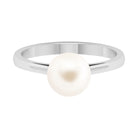 Simple Freshwater White Pearl Solitaire Engagement Ring in Gold Freshwater Pearl - ( AAA ) - Quality - Rosec Jewels