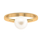 Simple Freshwater White Pearl Solitaire Engagement Ring in Gold Freshwater Pearl - ( AAA ) - Quality - Rosec Jewels