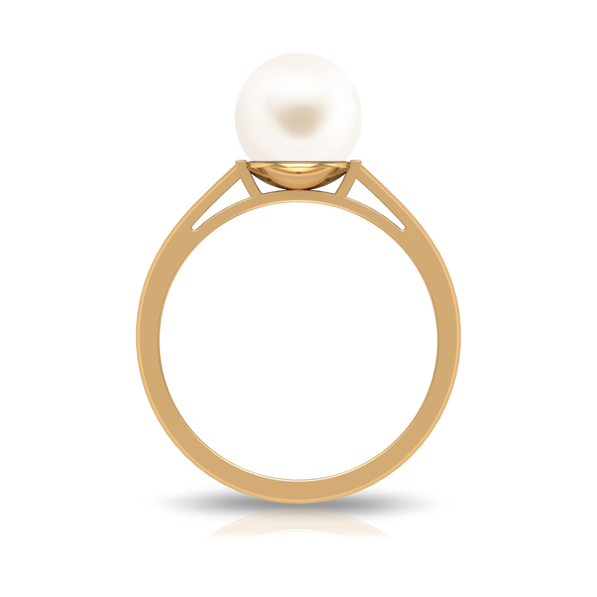 Simple Freshwater White Pearl Solitaire Engagement Ring in Gold Freshwater Pearl - ( AAA ) - Quality - Rosec Jewels