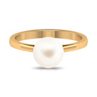 Simple Freshwater White Pearl Solitaire Engagement Ring in Gold Freshwater Pearl - ( AAA ) - Quality - Rosec Jewels