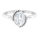 1.25 CT Oval Cut Moissanite Solitaire Engagement Ring with Beaded Moissanite - ( D-VS1 ) - Color and Clarity - Rosec Jewels