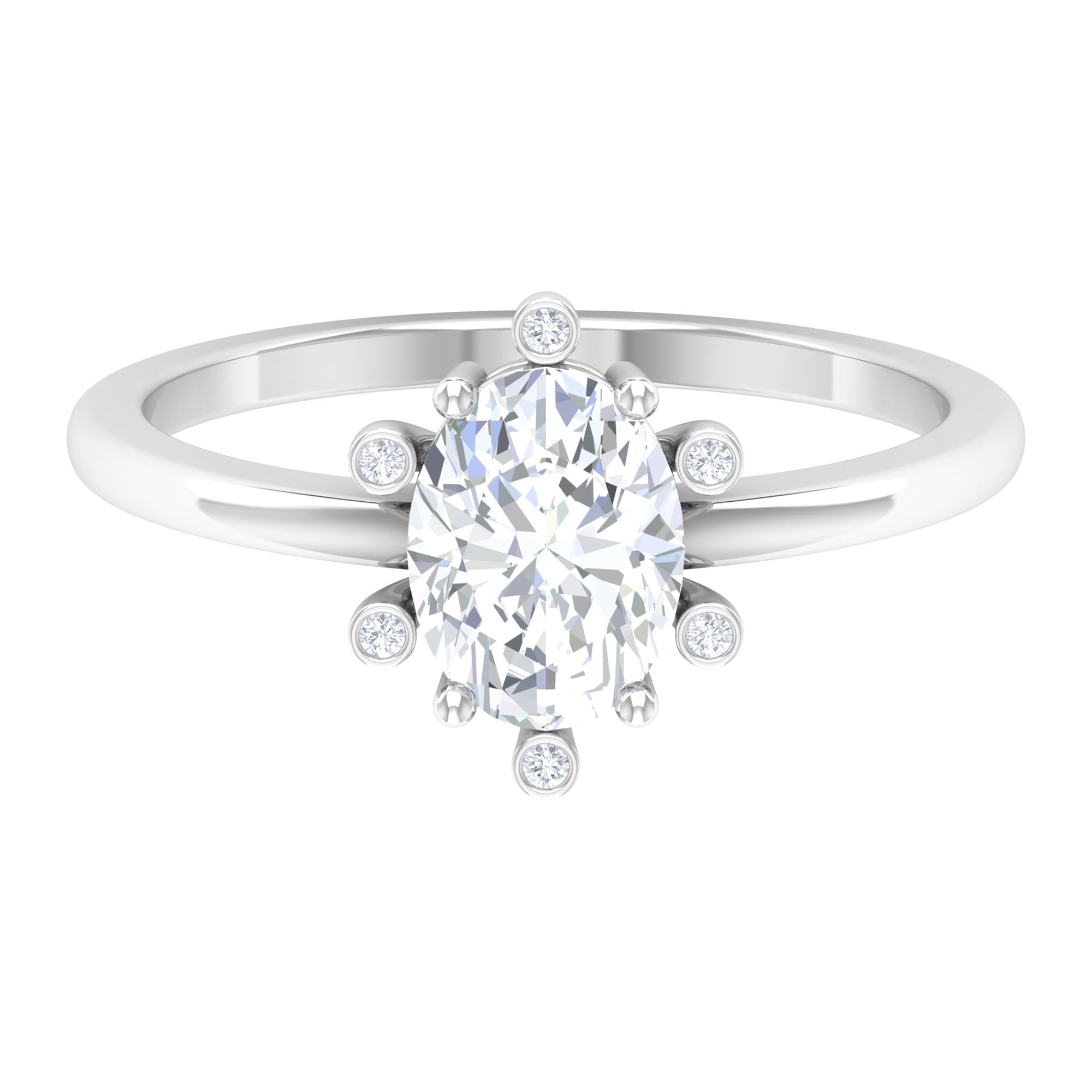 1.25 CT Elegant Oval Moissanite Solitaire Engagement Ring Moissanite - ( D-VS1 ) - Color and Clarity - Rosec Jewels