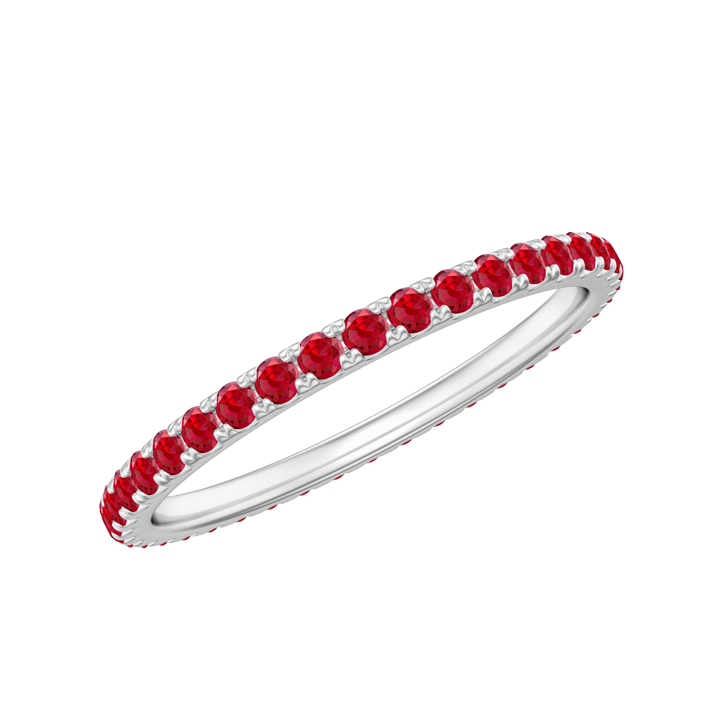 1/2 CT Created Ruby Eternity Stackable Ring Lab Created Ruby - ( AAAA ) - Quality - Rosec Jewels