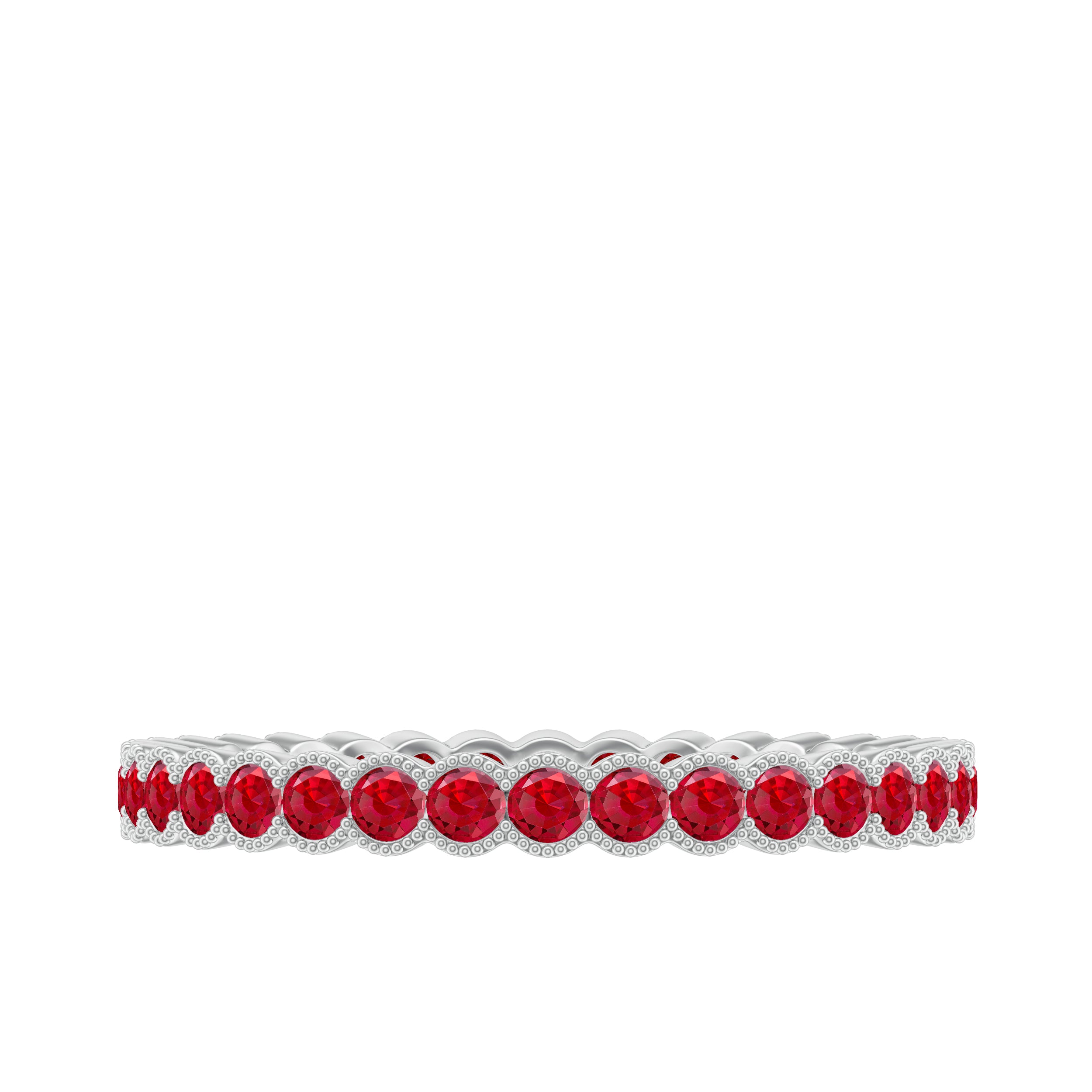 1.75 CT Lab Created Ruby Full Eternity Ring in Beaded Bezel Setting Lab Created Ruby - ( AAAA ) - Quality - Rosec Jewels