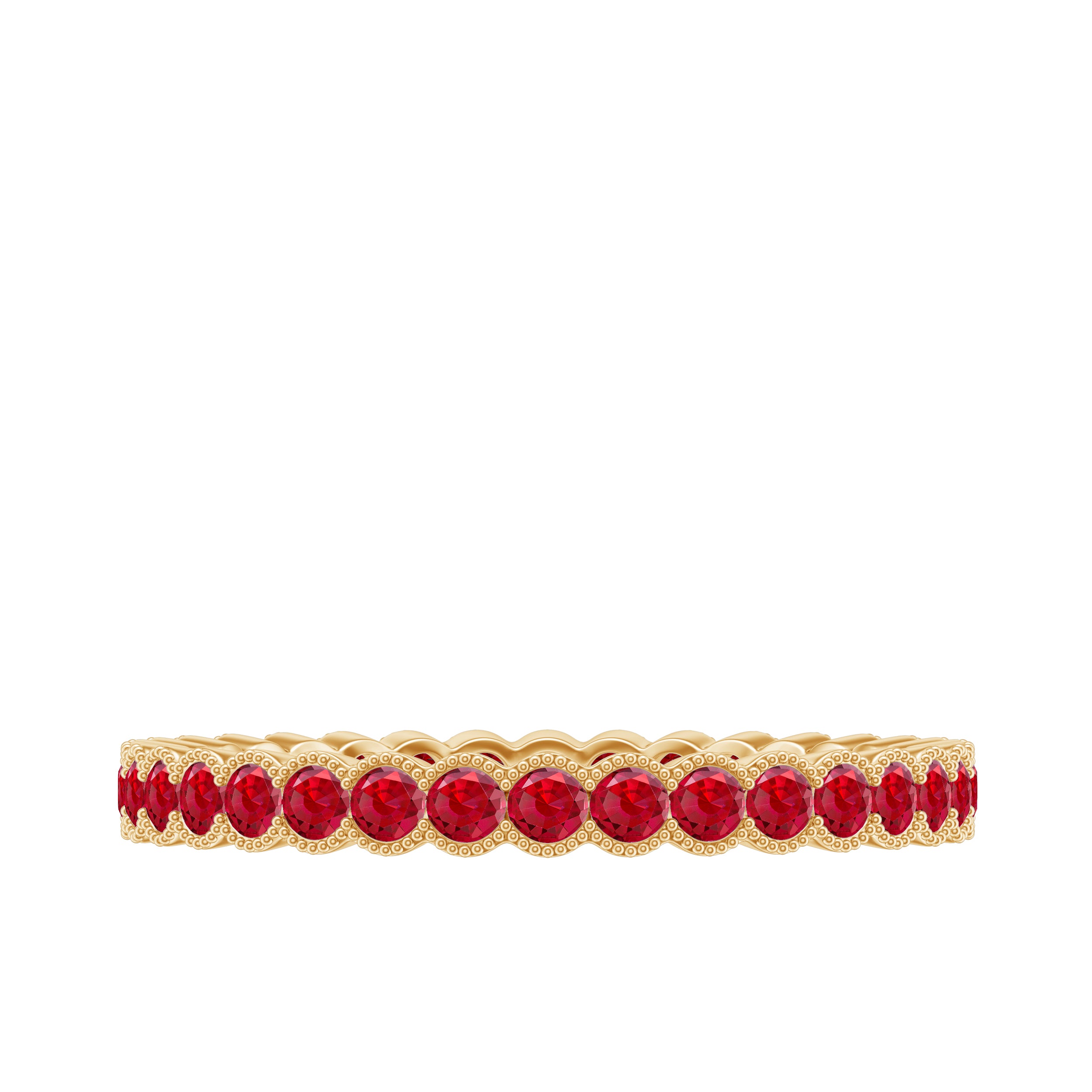 1.75 CT Lab Created Ruby Full Eternity Ring in Beaded Bezel Setting Lab Created Ruby - ( AAAA ) - Quality - Rosec Jewels