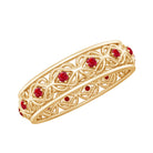 Vintage Inspired Created Ruby Celtic Knot Full Eternity Band Ring in Gold Lab Created Ruby - ( AAAA ) - Quality - Rosec Jewels