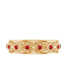 Vintage Inspired Created Ruby Celtic Knot Full Eternity Band Ring in Gold Lab Created Ruby - ( AAAA ) - Quality - Rosec Jewels