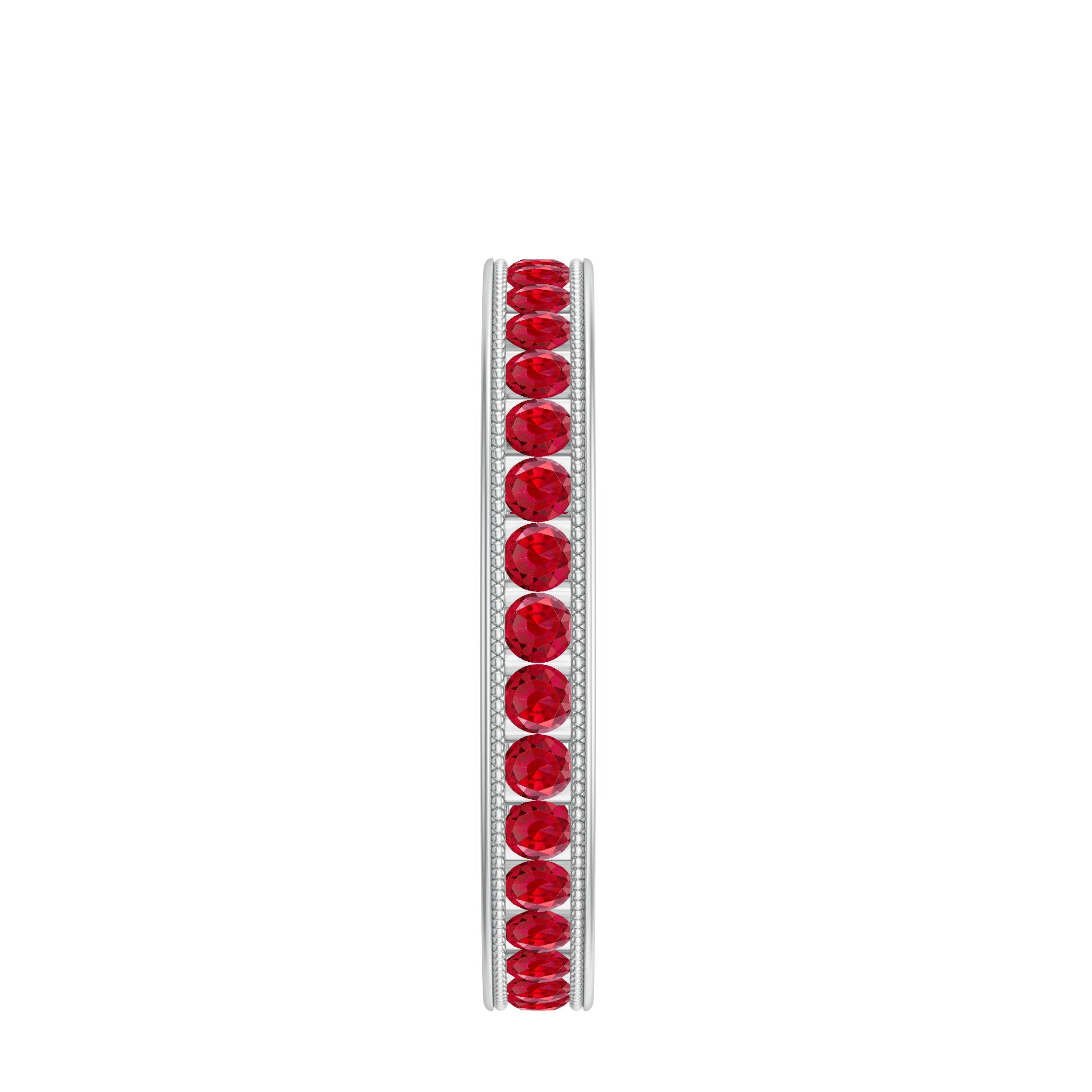 Channel Set Round Created Ruby Eternity Ring with Gold Beaded Lab Created Ruby - ( AAAA ) - Quality - Rosec Jewels