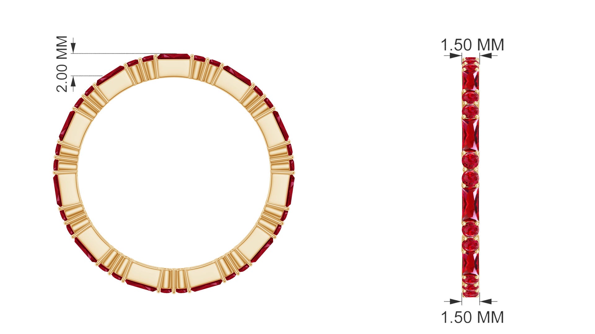 Simple Stackable Band Ring with Red Lab-Created Ruby Lab Created Ruby - ( AAAA ) - Quality - Rosec Jewels