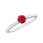 Minimal Solitaire Promise Ring with Round Created Ruby in Claw Setting Lab Created Ruby - ( AAAA ) - Quality - Rosec Jewels