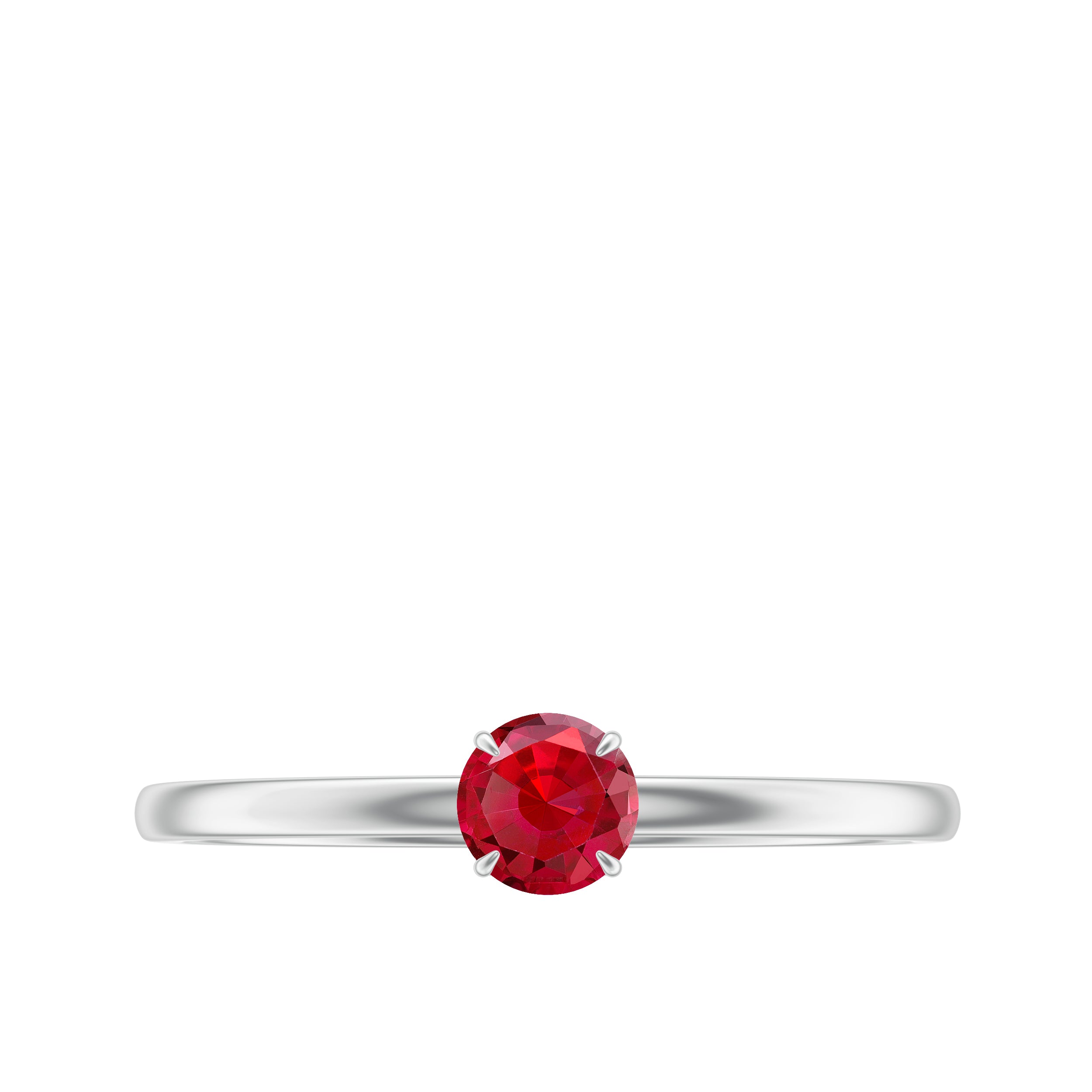 Minimal Solitaire Promise Ring with Round Created Ruby in Claw Setting Lab Created Ruby - ( AAAA ) - Quality - Rosec Jewels