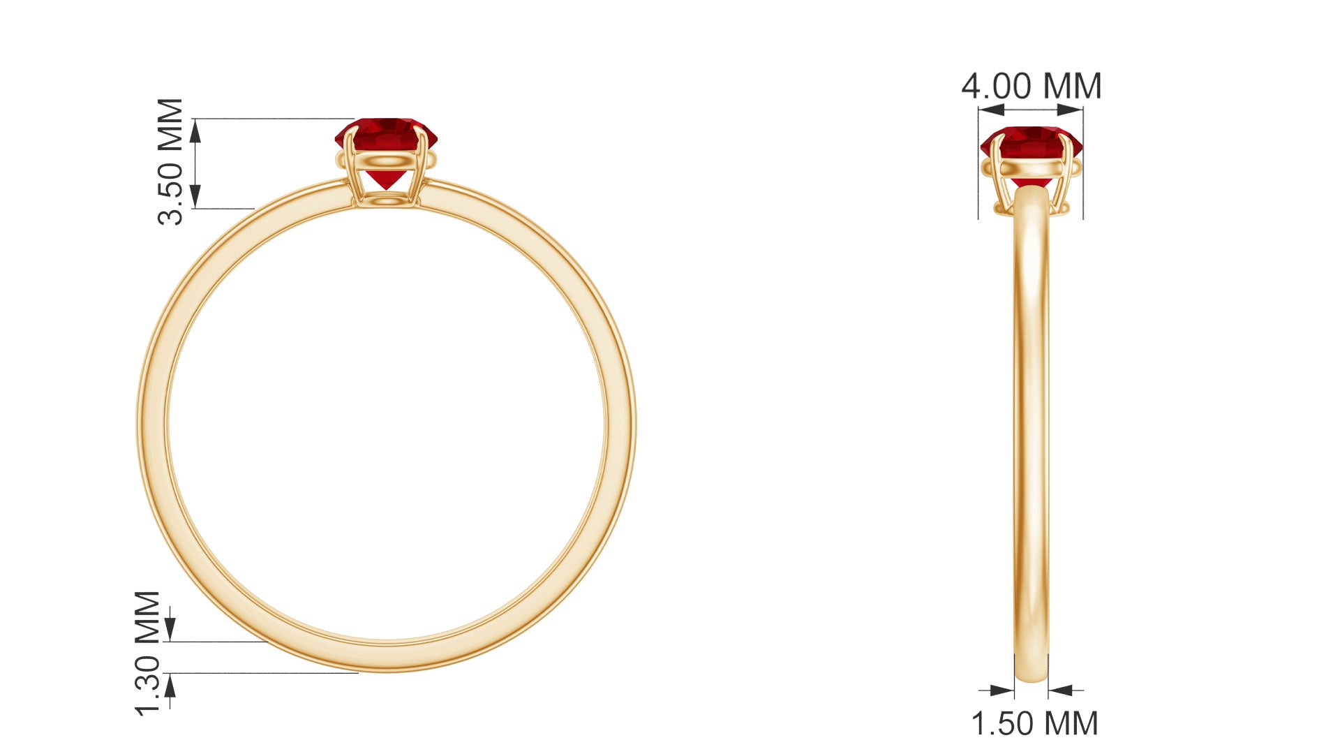 Minimal Solitaire Promise Ring with Round Created Ruby in Claw Setting Lab Created Ruby - ( AAAA ) - Quality - Rosec Jewels