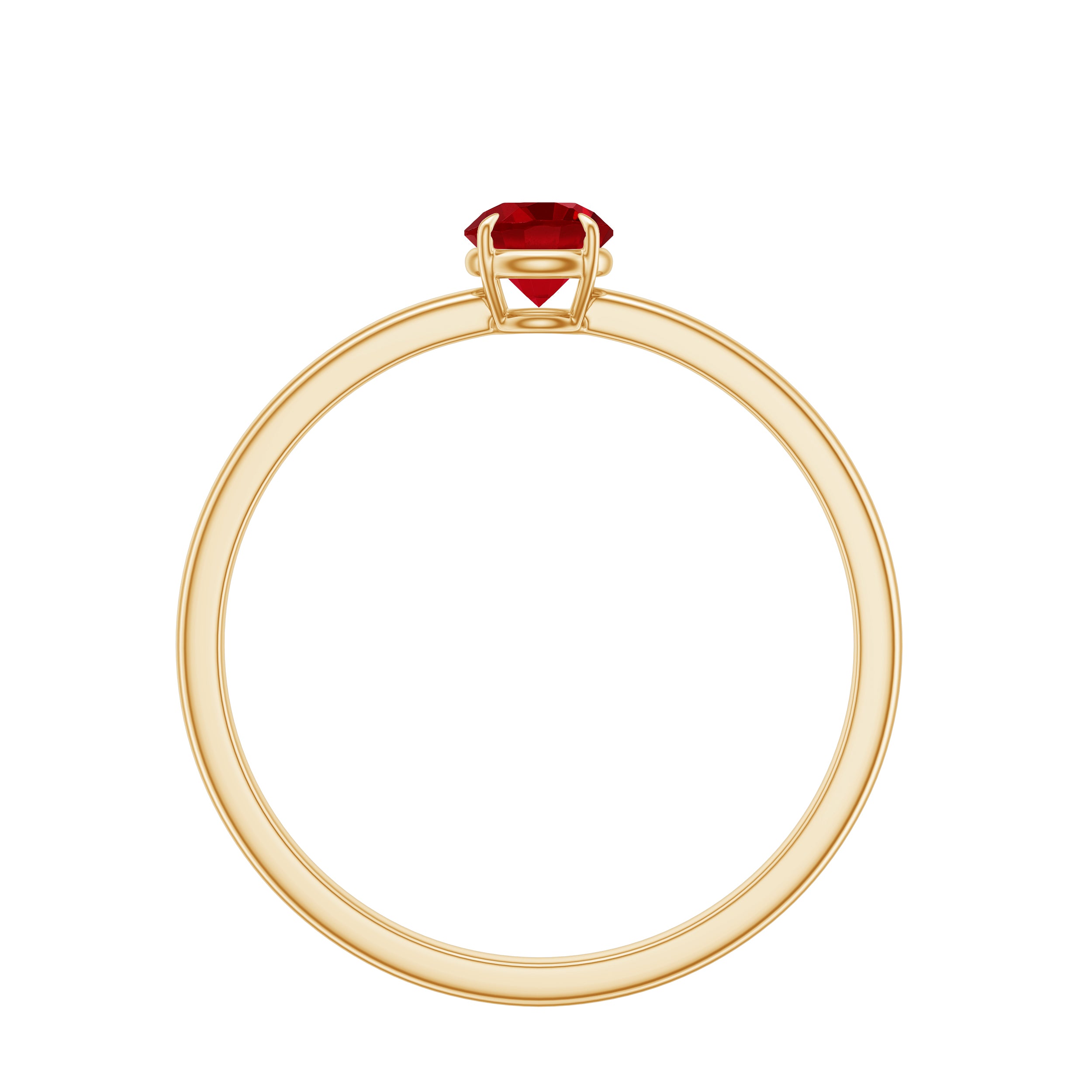 Minimal Solitaire Promise Ring with Round Created Ruby in Claw Setting Lab Created Ruby - ( AAAA ) - Quality - Rosec Jewels