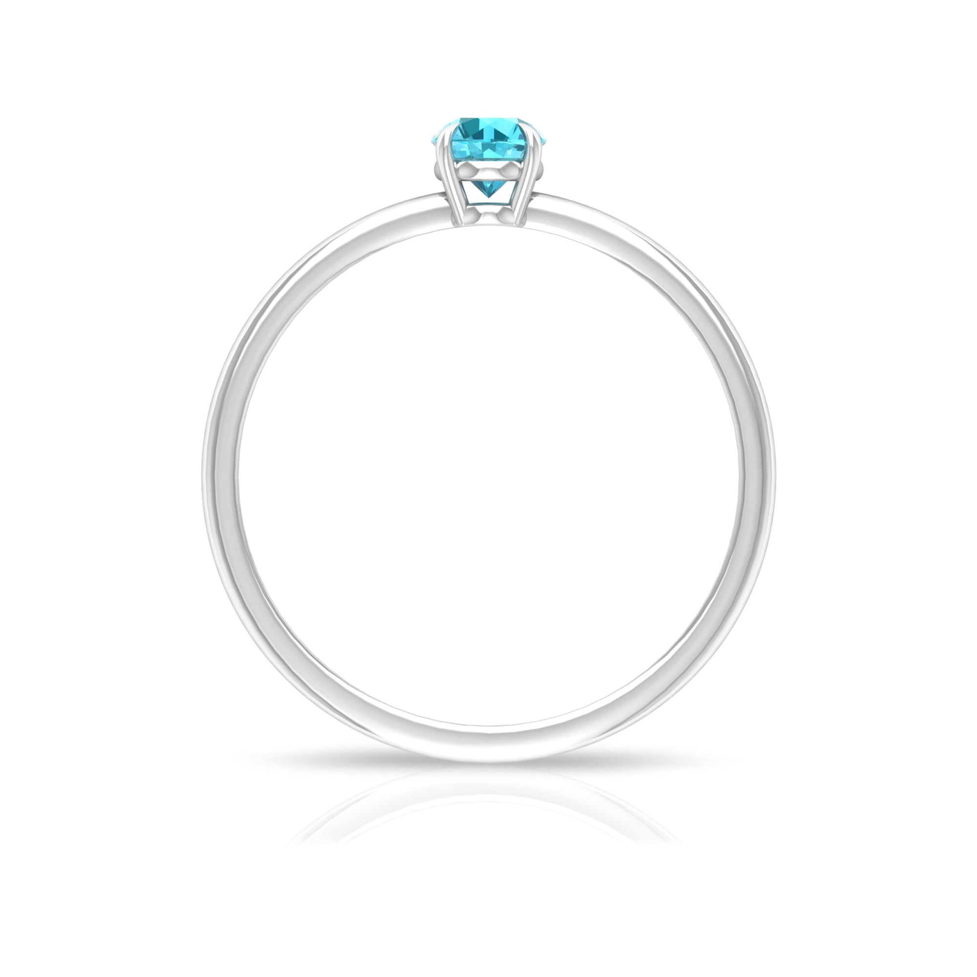 Minimal Solitaire Promise Ring with Round Swiss Blue Topaz in Claw Setting Swiss Blue Topaz - ( AAA ) - Quality - Rosec Jewels