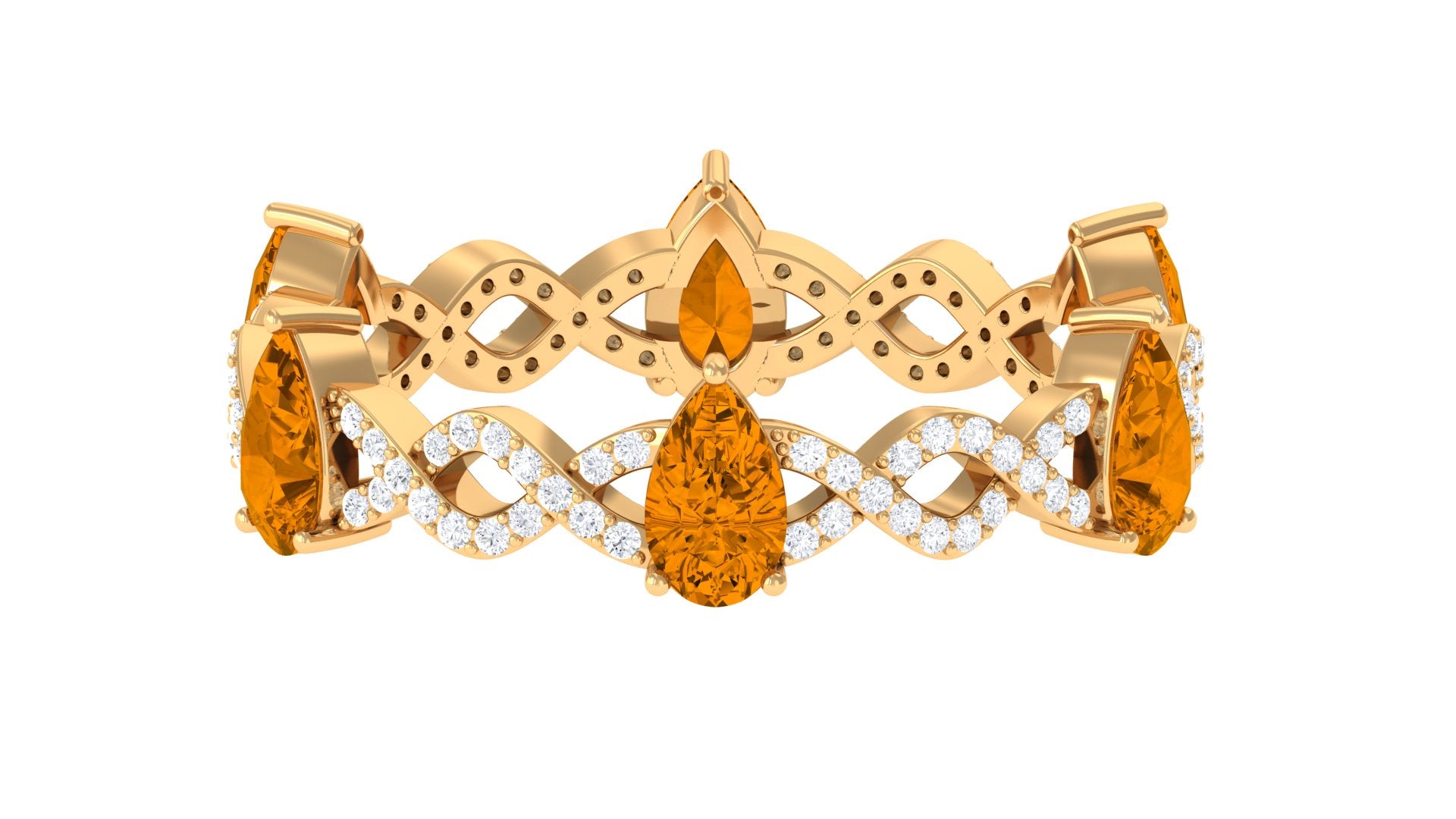 Natural Citrine and Diamond Eternity Ring in Prong Setting Citrine - ( AAA ) - Quality - Rosec Jewels