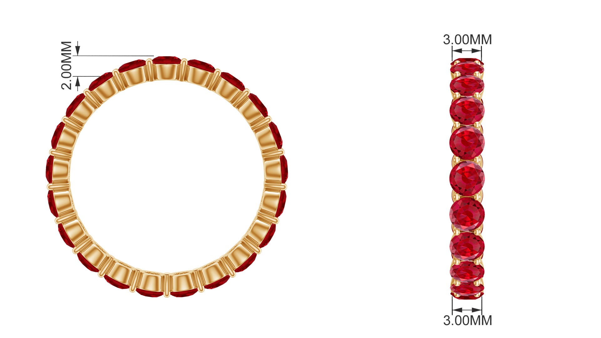 3 CT Round Lab-Created Ruby Full Eternity Band Ring in Gold Lab Created Ruby - ( AAAA ) - Quality - Rosec Jewels