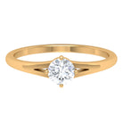 5 MM Round Cut Zircon Solitaire Ring in Gold with Split Shank Zircon - ( AAAA ) - Quality - Rosec Jewels