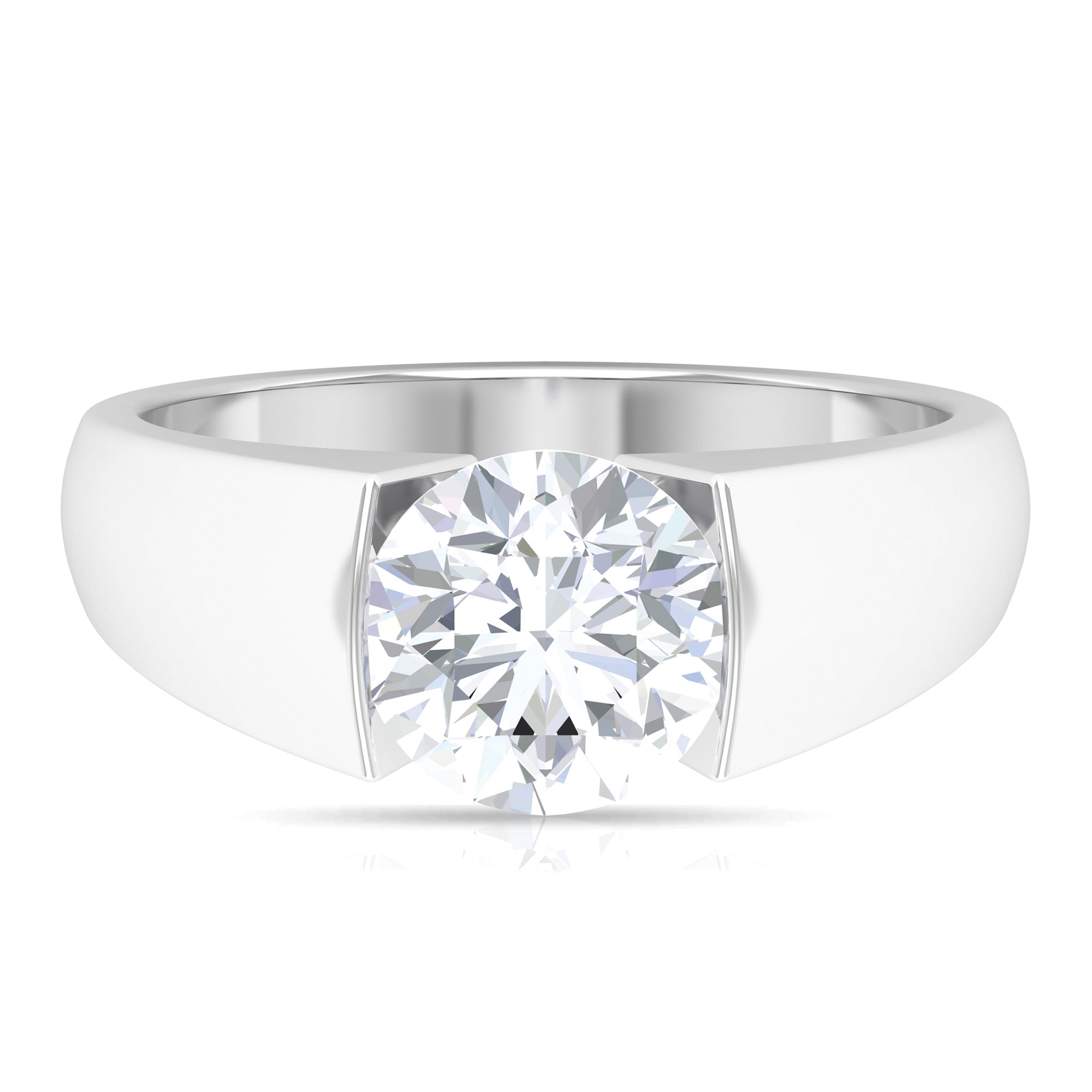 8 MM Round Cut Moissanite Solitaire Band in Tension Mount Setting Moissanite - ( D-VS1 ) - Color and Clarity - Rosec Jewels