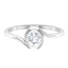 5 MM Round Cut Moissanite Solitaire Bypass Ring in Bezel Setting Moissanite - ( D-VS1 ) - Color and Clarity - Rosec Jewels