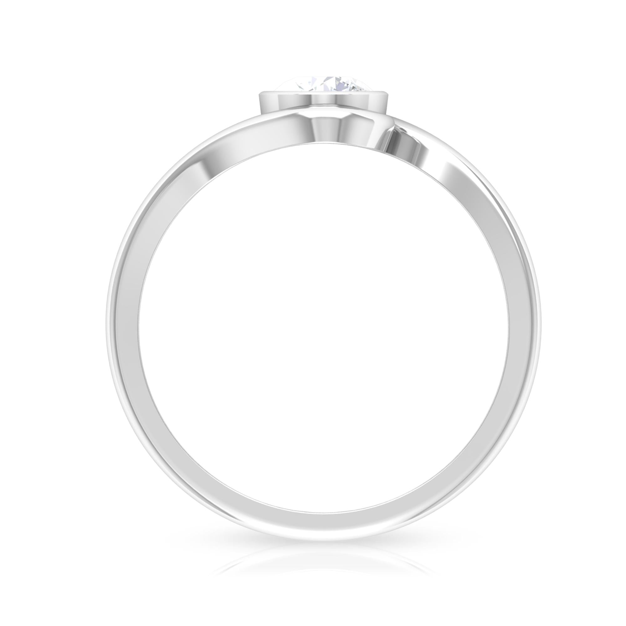 5 MM Round Cut Moissanite Solitaire Bypass Ring in Bezel Setting Moissanite - ( D-VS1 ) - Color and Clarity - Rosec Jewels