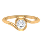5 MM Round Cut Moissanite Solitaire Bypass Ring in Bezel Setting Moissanite - ( D-VS1 ) - Color and Clarity - Rosec Jewels