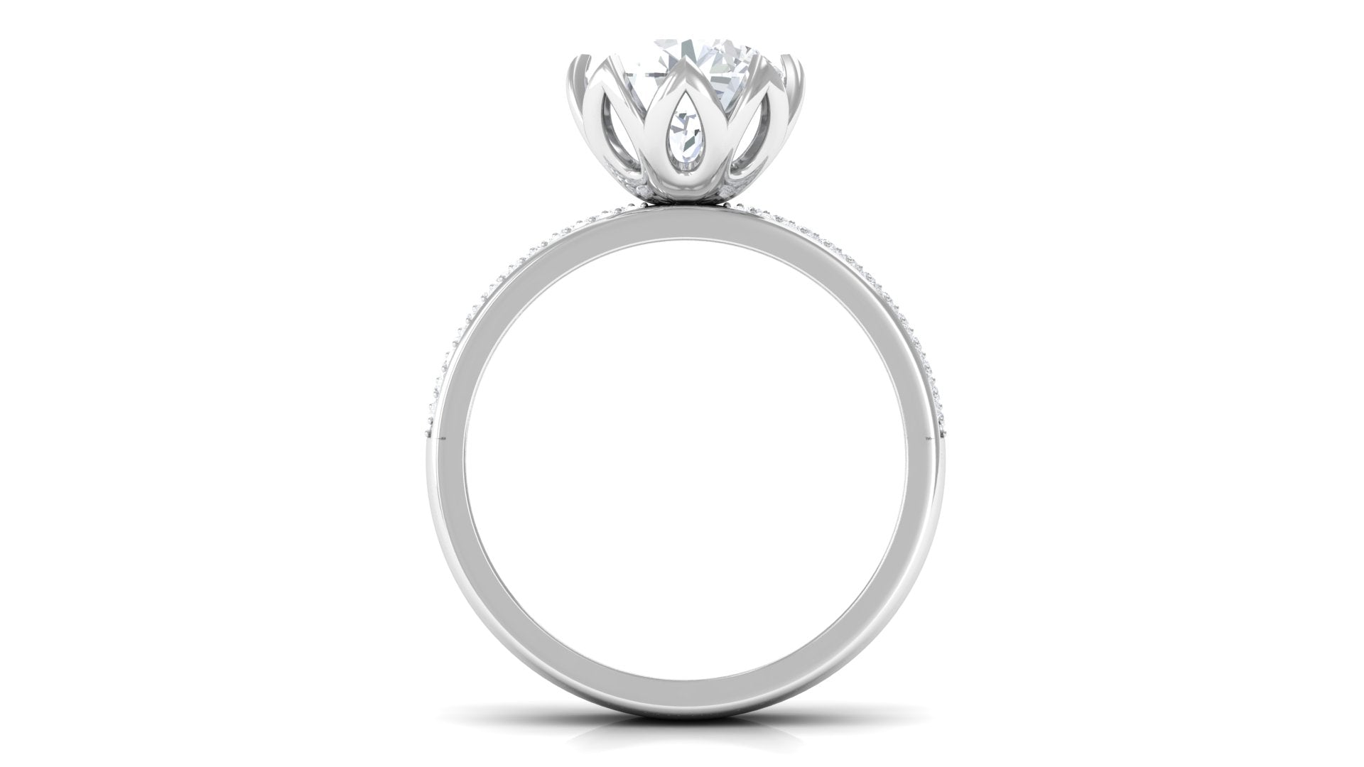 2.50 CT White Moissanite Round Cut Solitaire Ring with Side Stones Moissanite - ( D-VS1 ) - Color and Clarity - Rosec Jewels