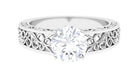 2.25 CT Certified Moissanite Solitaire Vintage Ring with Filigree Details Moissanite - ( D-VS1 ) - Color and Clarity - Rosec Jewels