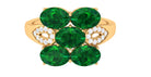 Lab Created Emerald Cluster Engagement Ring with Diamond Lab Created Emerald - ( AAAA ) - Quality - Rosec Jewels