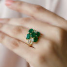 Lab Created Emerald Cluster Engagement Ring with Diamond Lab Created Emerald - ( AAAA ) - Quality - Rosec Jewels