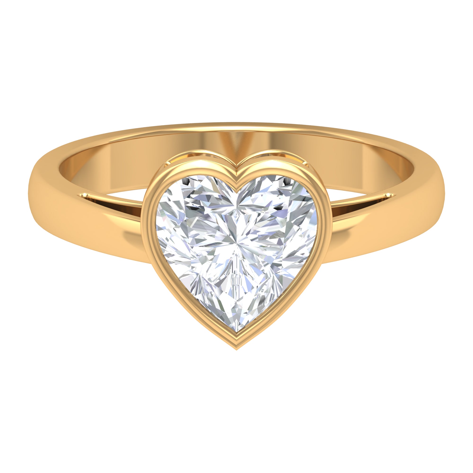 2 CT Bezel Set Moissanite Heart Solitaire Engagement Ring Moissanite - ( D-VS1 ) - Color and Clarity - Rosec Jewels