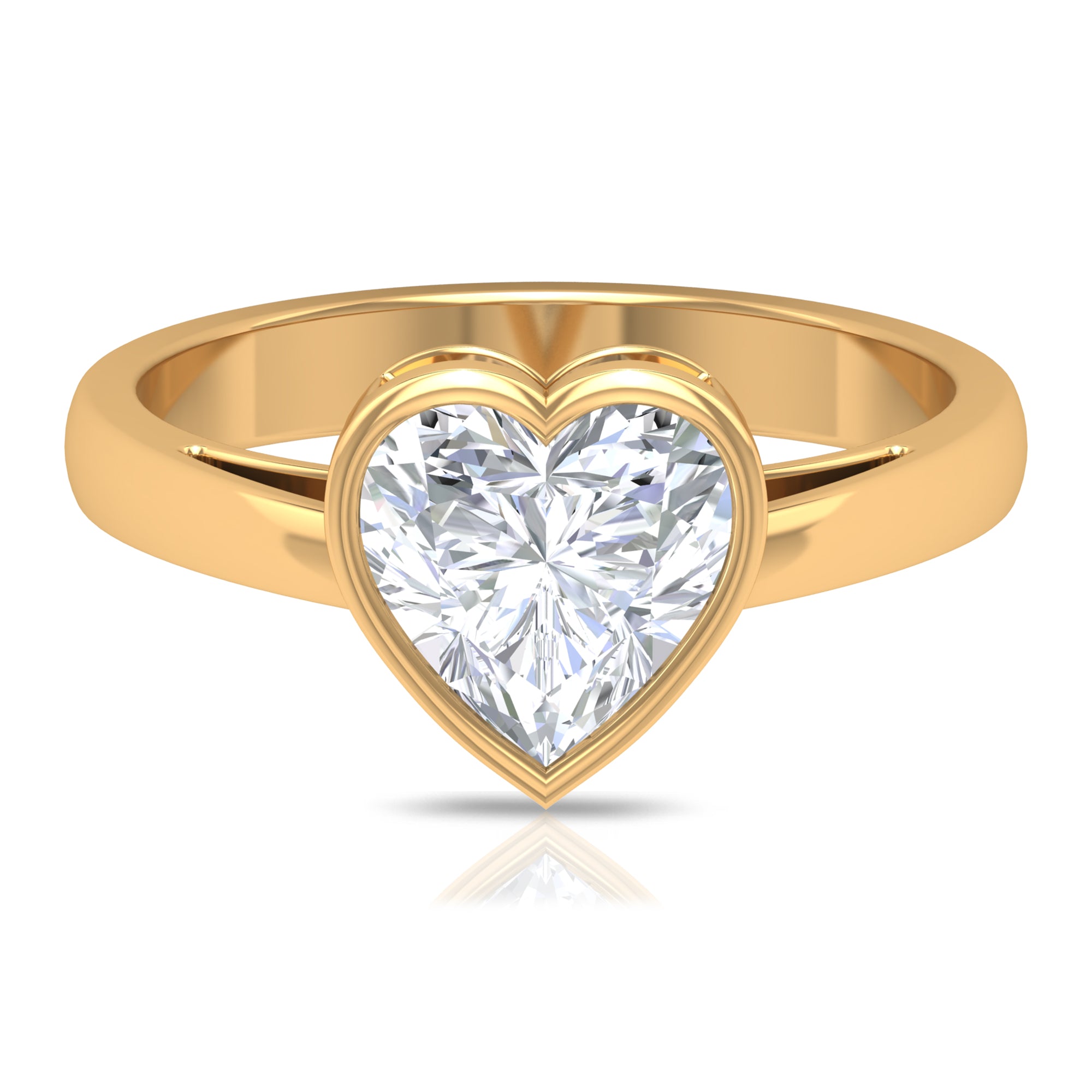 2 CT Bezel Set Moissanite Heart Solitaire Engagement Ring Moissanite - ( D-VS1 ) - Color and Clarity - Rosec Jewels