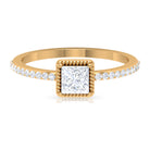 3/4 CT Princess Cut Zircon Solitaire Ring with Side Stones Zircon - ( AAAA ) - Quality - Rosec Jewels