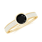 3/4 CT Bezel Set Black Spinel Solitaire Ring with Diamond Side Stones Black Spinel - ( AAA ) - Quality - Rosec Jewels