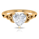 2 CT Celtic Detail Moissanite Heart Engagement Ring in Gold Moissanite - ( D-VS1 ) - Color and Clarity - Rosec Jewels